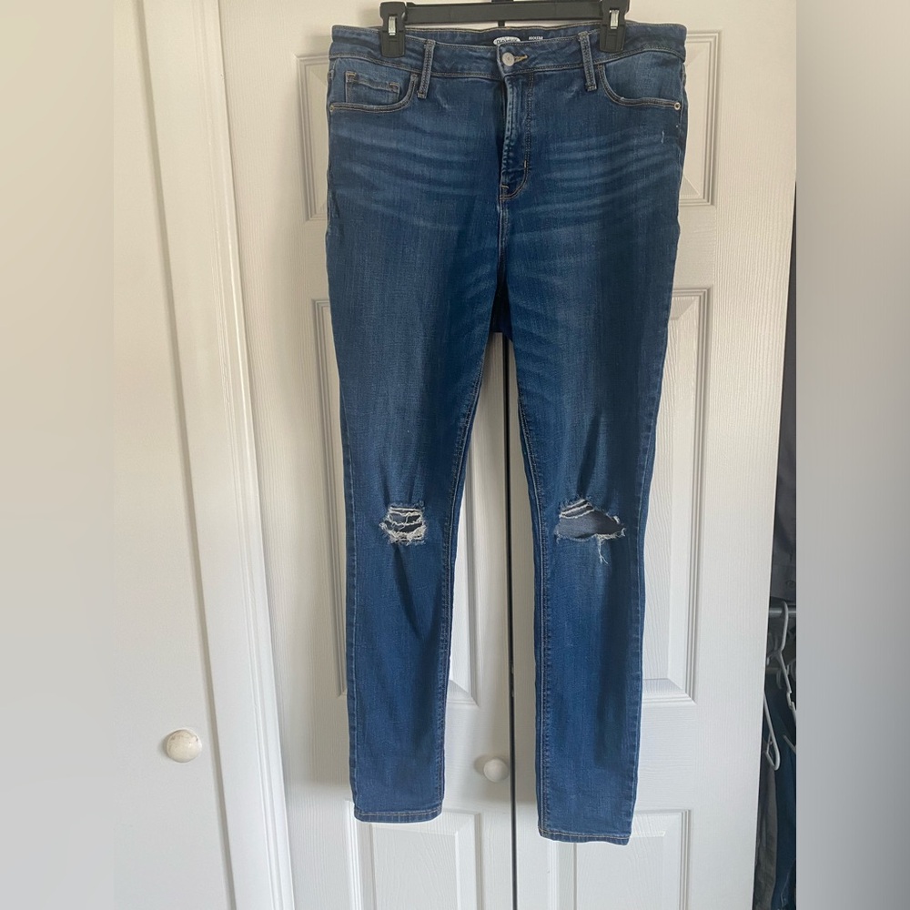 Old Navy Rockstar Super Skinny High Rise Blue Distressed Women Jeans